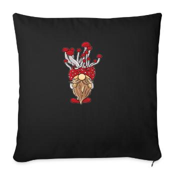Mushroom pickers Mushrooms Mushroom dwarf - Sofa pillowcase 17,3'' x 17,3'' (45 x 45 cm) - black - Front