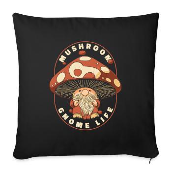 Cueillette de champignons Champignons Gnome Champignon Nain - Housse de coussin décorative 45 x 45 cm - noir - Devant