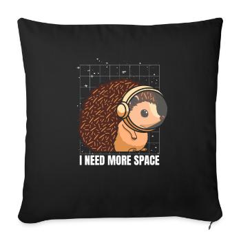 Hérisson Astronaute J’ai besoin de plus d’espace - Housse de coussin décorative 45 x 45 cm - noir - Devant