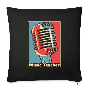 Professeur de musique Professeur de musique Affiche - Housse de coussin décorative 45 x 45 cm - noir - Devant