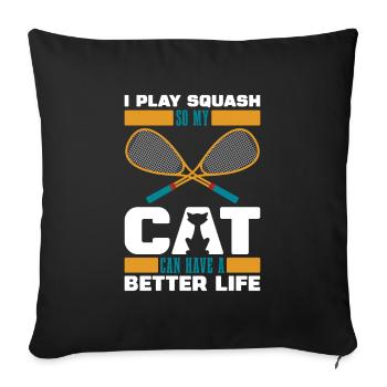 Squash Katze - Sofakissenbezug 45 x 45 cm - Schwarz - Vorne
