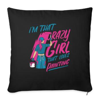 Painter Varnisher Crazy - Sofa pillowcase 17,3'' x 17,3'' (45 x 45 cm) - black - Front