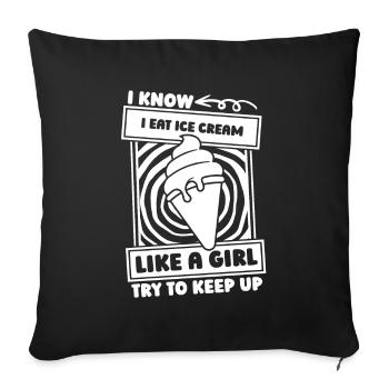 Fille de crème glacée - Housse de coussin décorative 45 x 45 cm - noir - Devant