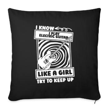 Guitare électrique Guitare électrique Fille - Housse de coussin décorative 45 x 45 cm - noir - Devant