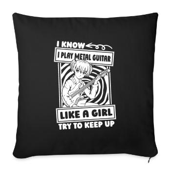 Metal Guitare Rock Guitariste Fille - Housse de coussin décorative 45 x 45 cm - noir - Devant