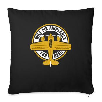 Airplane Mechanic Beer - Sofa pillowcase 17,3'' x 17,3'' (45 x 45 cm) - black - Front