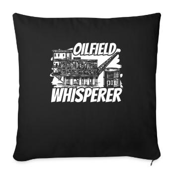 Chuchoteur de plate-forme pétrolière de champs pétrolifères - Housse de coussin décorative 45 x 45 cm - noir - Devant