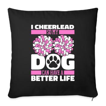 Cheerleader Cheerleading Hund - Sofakissenbezug 45 x 45 cm - Schwarz - Vorne