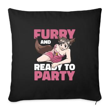 Furry Fandom Fursuits Party - Sofakissenbezug 45 x 45 cm - Schwarz - Vorne