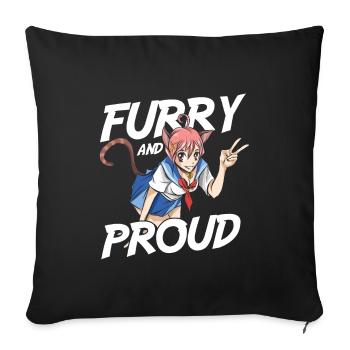 Furry Fandom Fursuits Stolz Furry And Proud - Sofakissenbezug 45 x 45 cm - Schwarz - Vorne