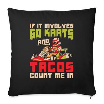 Go Karting Karting Karting Driver Taco - Housse de coussin décorative 45 x 45 cm - noir - Devant