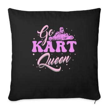 Aller karting karting karting kart driver reine - Housse de coussin décorative 45 x 45 cm - noir - Devant