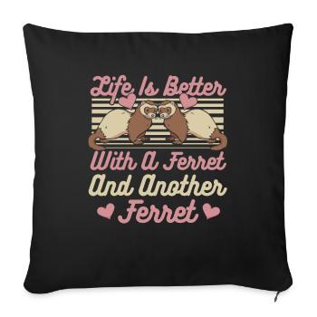 Frettchen Iltis Liebe - Sofakissenbezug 45 x 45 cm - Schwarz - Vorne