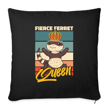 Frettchen Iltis Königin - Sofakissenbezug 45 x 45 cm - Schwarz - Vorne