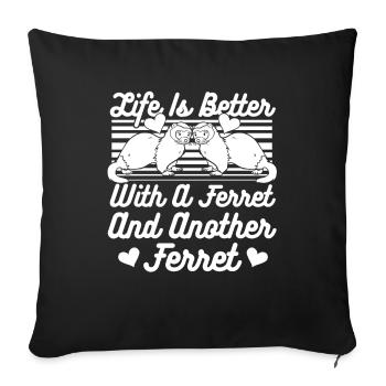Frettchen Iltis Liebe - Sofakissenbezug 45 x 45 cm - Schwarz - Vorne