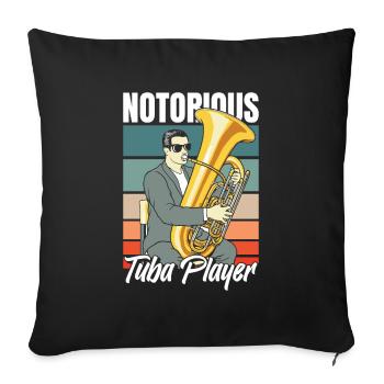 Tuba de procession de fanfare notoire - Housse de coussin décorative 45 x 45 cm - noir - Devant