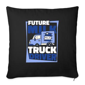 Camion de lait de vache Chauffeur de lait - Housse de coussin décorative 45 x 45 cm - noir - Devant