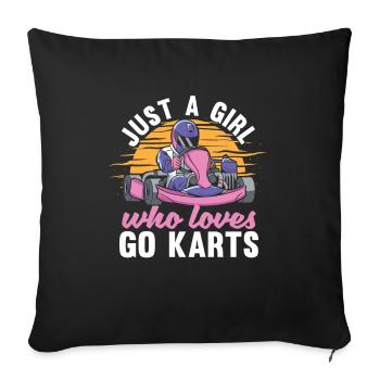 Go Kart Kartfahren Kartfahrer Mädchen - Sofakissenbezug 45 x 45 cm - Schwarz - Vorne