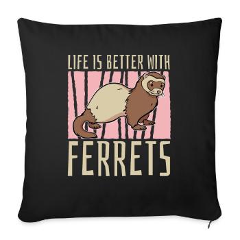Ferret polecat funny - Sofa pillowcase 17,3'' x 17,3'' (45 x 45 cm) - black - Front