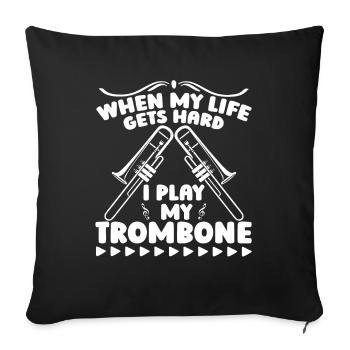 Spielmannszug Trombone drôle - Housse de coussin décorative 45 x 45 cm - noir - Devant