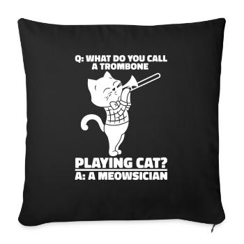 fanfare trombone cat brass band trombone - Housse de coussin décorative 45 x 45 cm - noir - Devant