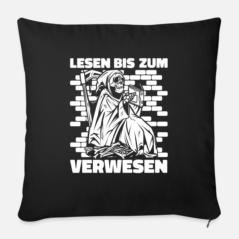 Buch Leseratte Bücherwurm Lustig Buch - Sofakissenbezug 45 x 45 cm - Schwarz