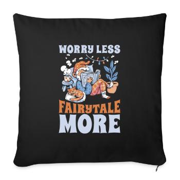 Book, Bookworm, Bookworm, Cat, Book Fairy - Sofa pillowcase 17,3'' x 17,3'' (45 x 45 cm) - black - Front