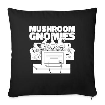Mushroom pickers Mushrooms Funny mushroom dwarf - Sofa pillowcase 17,3'' x 17,3'' (45 x 45 cm) - black - Front