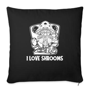 Mushroom pickers Mushrooms Funny mushroom dwarf - Sofa pillowcase 17,3'' x 17,3'' (45 x 45 cm) - black - Front