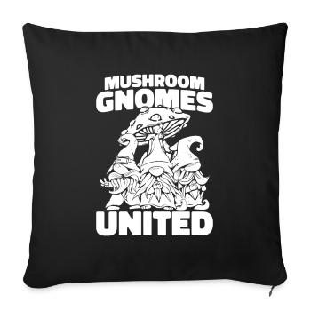 Mushroom pickers Mushrooms Mushroom dwarf - Sofa pillowcase 17,3'' x 17,3'' (45 x 45 cm) - black - Front