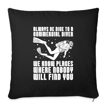 Plongeurs Plongée commerciale - Housse de coussin décorative 45 x 45 cm - noir - Devant