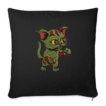 Chat d’Halloween zombie - Housse de coussin décorative 45 x 45 cm - noir - Devant