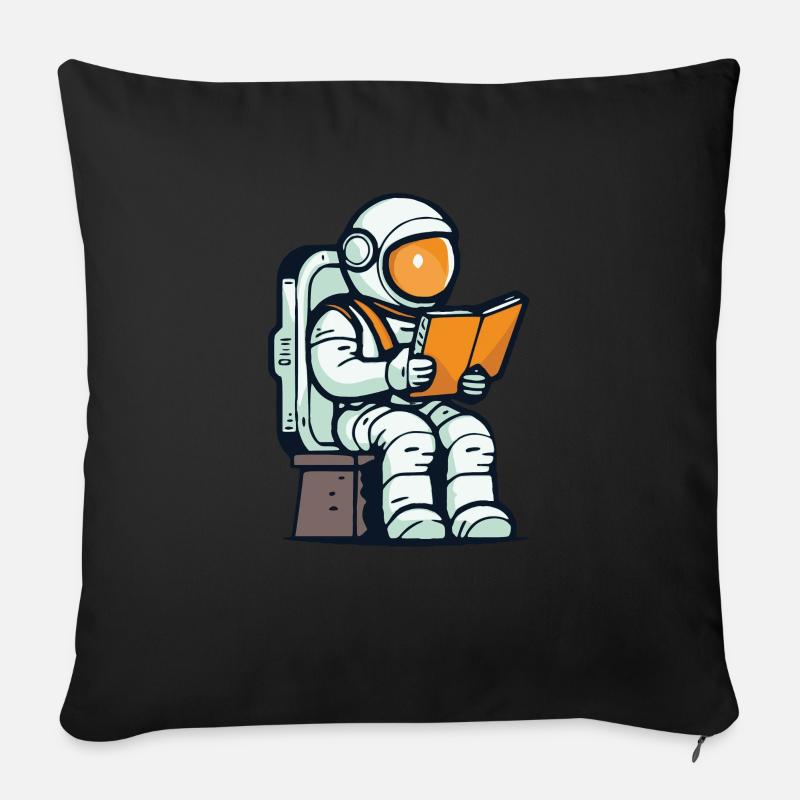 Buch Leseratte Bücherwurm Astronaut - Sofakissenbezug 45 x 45 cm - Schwarz