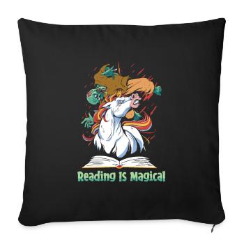 Book Bookworm Bookworm Magic Book Fairy - Sofa pillowcase 17,3'' x 17,3'' (45 x 45 cm) - black - Front