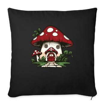 Cueilleurs de champignons Champignons Gnome Nain de champignons - Housse de coussin décorative 45 x 45 cm - noir - Devant