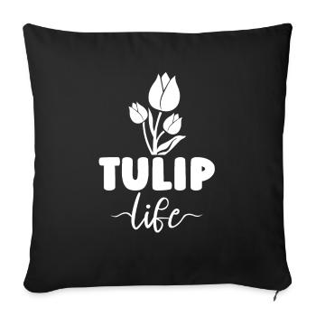 Tulips Tulips - Sofa pillowcase 17,3'' x 17,3'' (45 x 45 cm) - black - Front