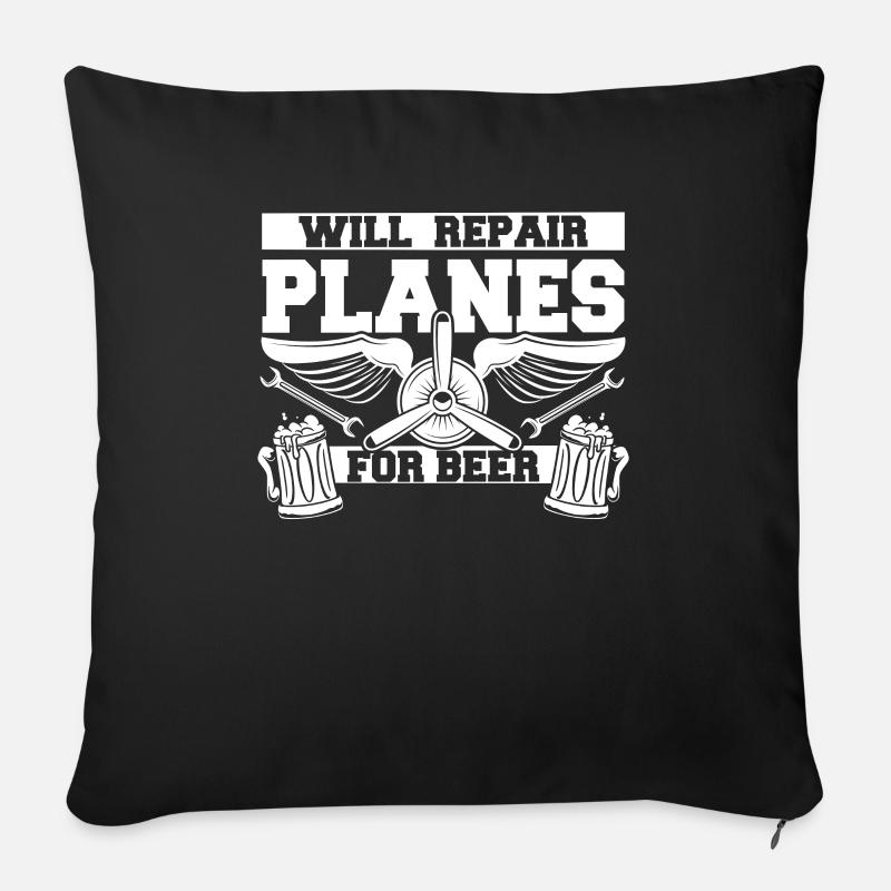 Flugzeug Mechaniker - Sofakissenbezug 45 x 45 cm - Schwarz