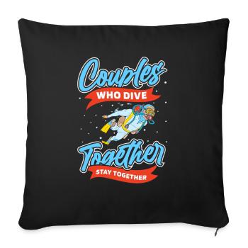 Couple de plongeurs plongeurs - Housse de coussin décorative 45 x 45 cm - noir - Devant