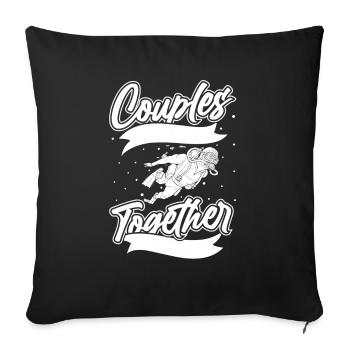 Couple de plongeurs - Housse de coussin décorative 45 x 45 cm - noir - Devant