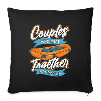 Rafting Couple - Sofa pillowcase 17,3'' x 17,3'' (45 x 45 cm) - black - Front