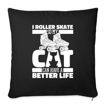 Roller skating Roller skating - Sofa pillowcase 17,3'' x 17,3'' (45 x 45 cm) - black - Front