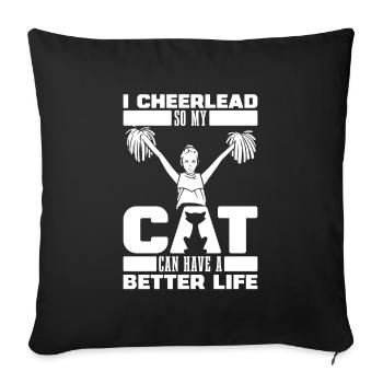 Cheerleader Cheerleading Katze - Sofakissenbezug 45 x 45 cm - Schwarz - Vorne