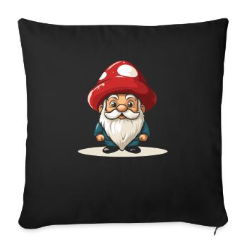 Mushroom pickers Mushrooms Mushroom dwarf - Sofa pillowcase 17,3'' x 17,3'' (45 x 45 cm) - black - Front