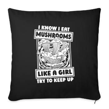 Mushroom pickers Mushrooms - Sofa pillowcase 17,3'' x 17,3'' (45 x 45 cm) - black - Front