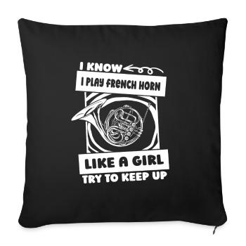 Horn player French Horn - Sofa pillowcase 17,3'' x 17,3'' (45 x 45 cm) - black - Front