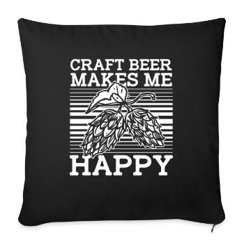 Bière artisanale Bière artisanale Houblon de bière artisanale - Housse de coussin décorative 45 x 45 cm - noir - Devant