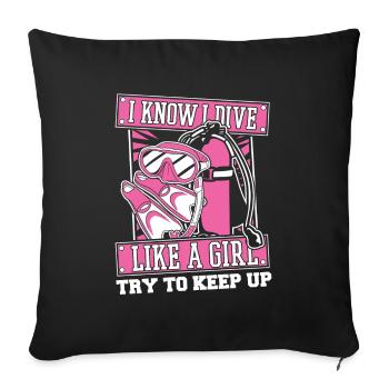 Diving Diver Girl - Sofa pillowcase 17,3'' x 17,3'' (45 x 45 cm) - black - Front