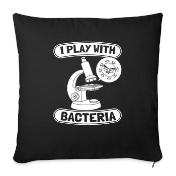 Biologiste biologique Lustig Je joue avec les bactéries - Housse de coussin décorative 45 x 45 cm - noir - Devant