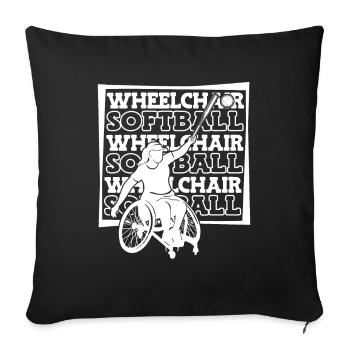Fauteuil roulant softball - Housse de coussin décorative 45 x 45 cm - noir - Devant