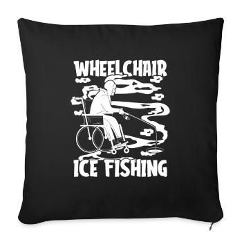 Pêche sur glace Fauteuil roulant de pêche sur glace - Housse de coussin décorative 45 x 45 cm - noir - Devant